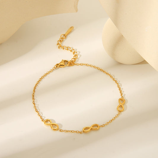 Bracciale geometrico minimalista con simbolo numerico in acciaio inossidabile da donna con finitura placcata, gioielli in acciaio al titanio