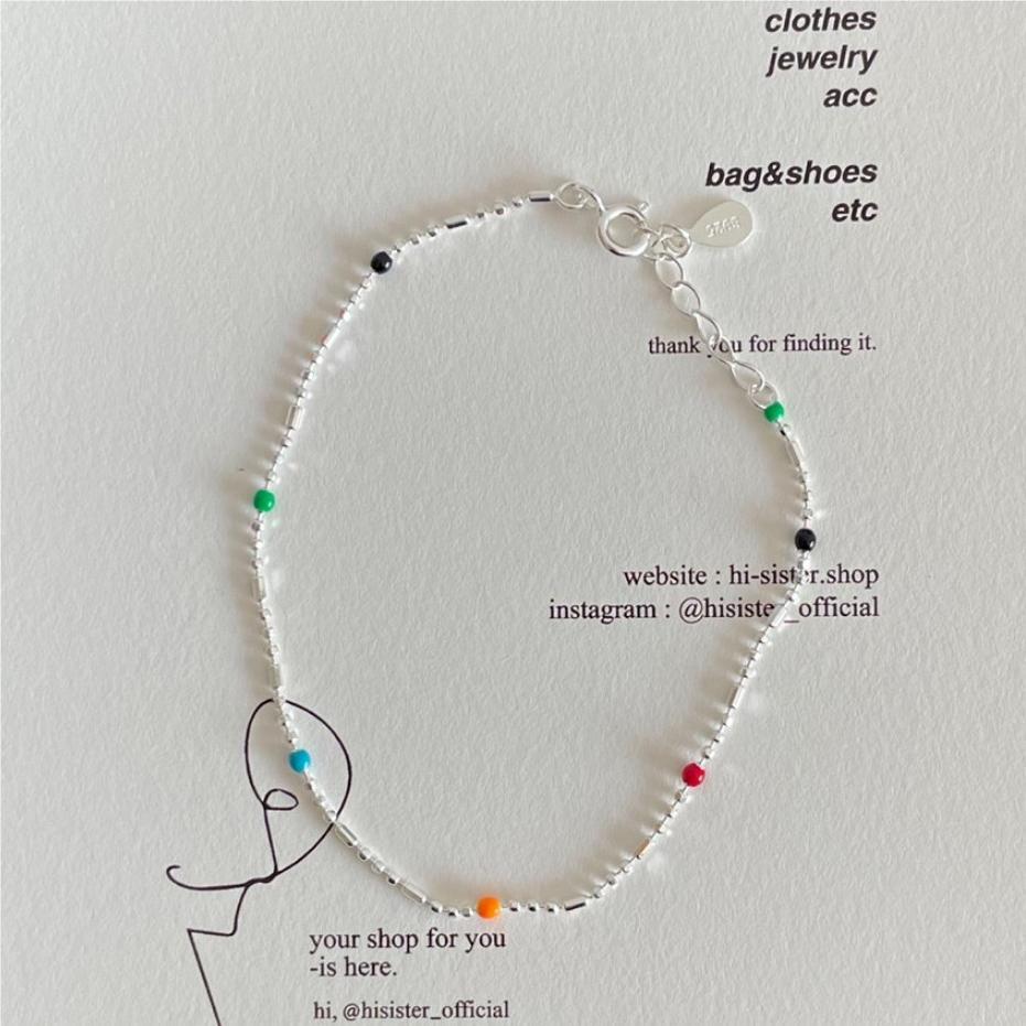 Minimalist Geometric Beaded Bracelet in 925 Sterling Silver with Polished Round Beads