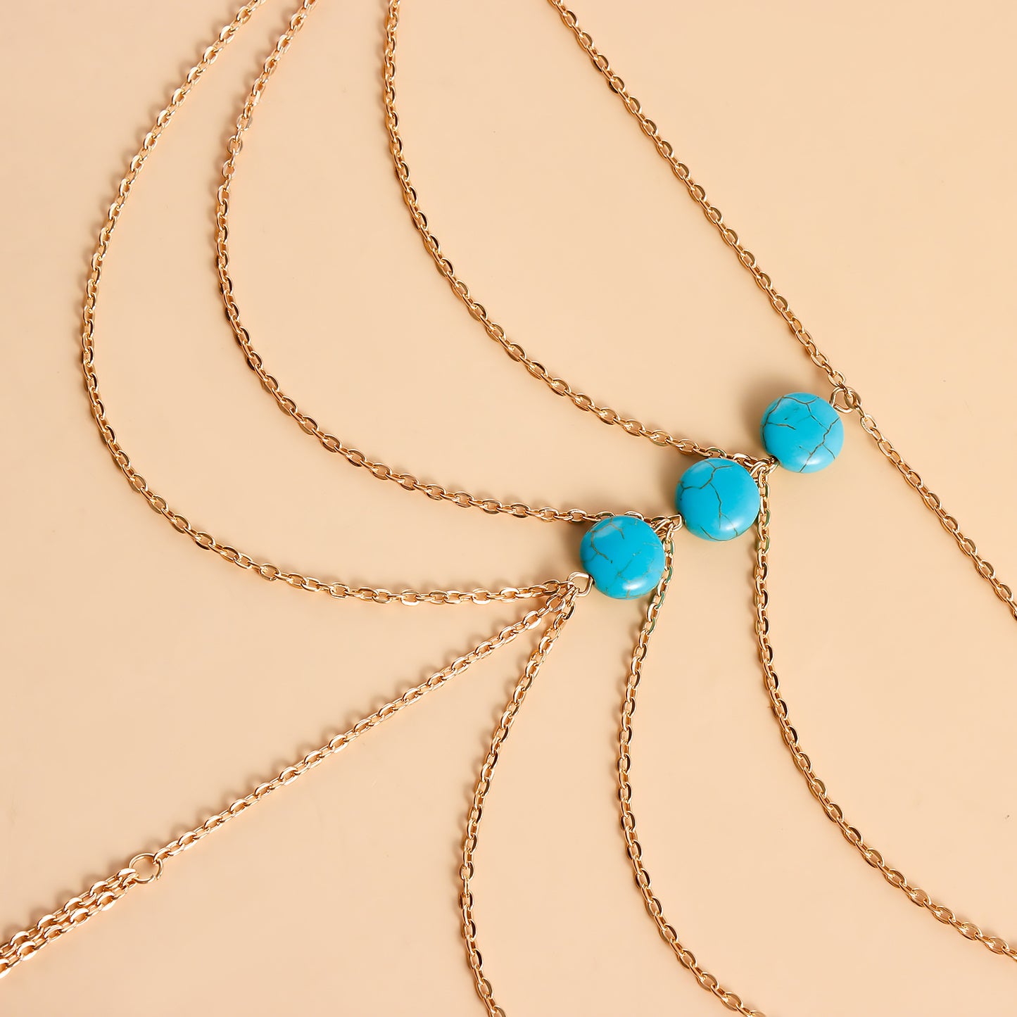 Vintage Geometric Alloy Anklet for Women with Exotic Turquoise Accents