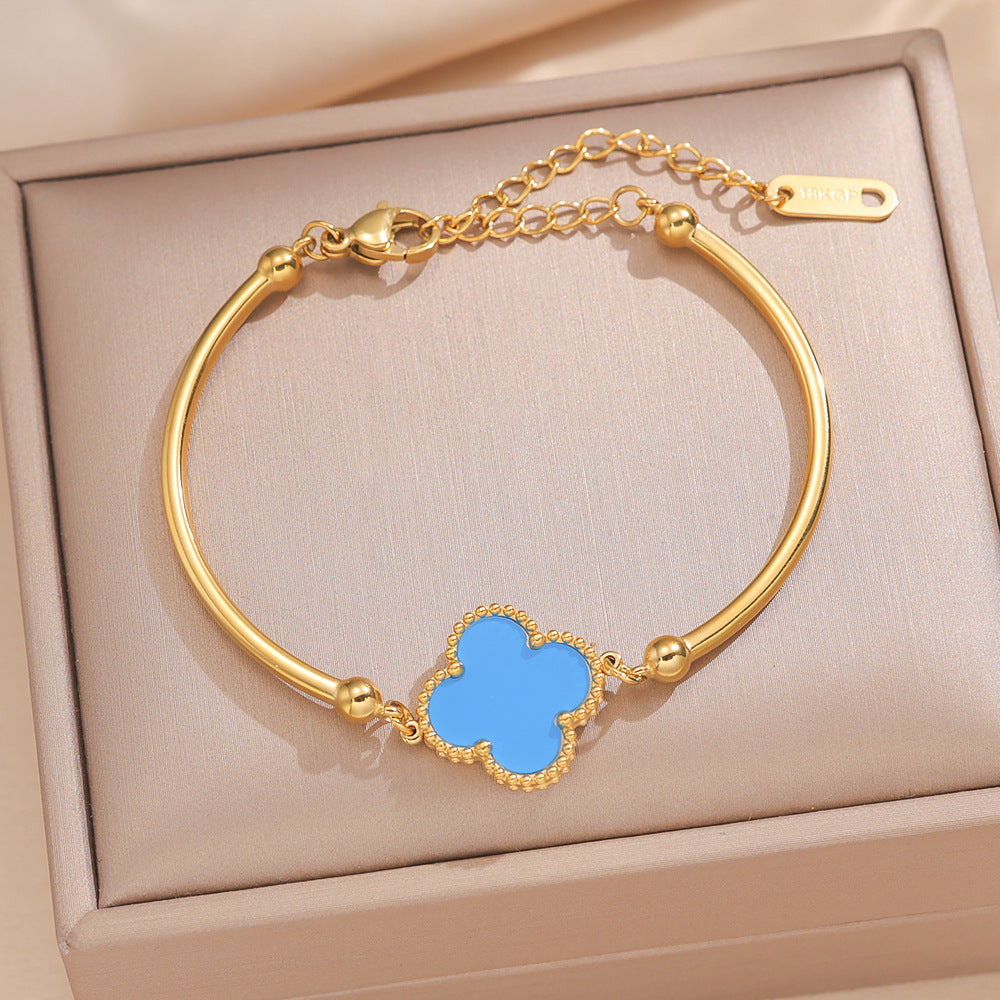 Minimalist Star-Shaped Titanium Steel Bracelet for Women with Electroplated Finish