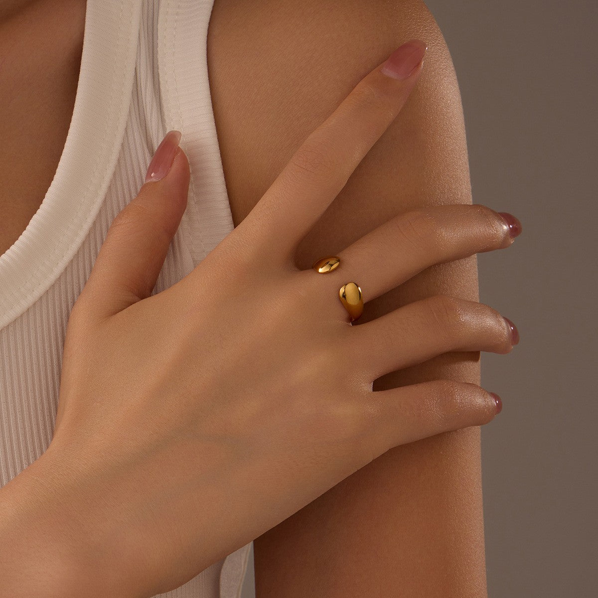 Anello aperto irregolare geometrico minimalista in acciaio inossidabile placcato oro 18 carati, gioielli di moda da donna