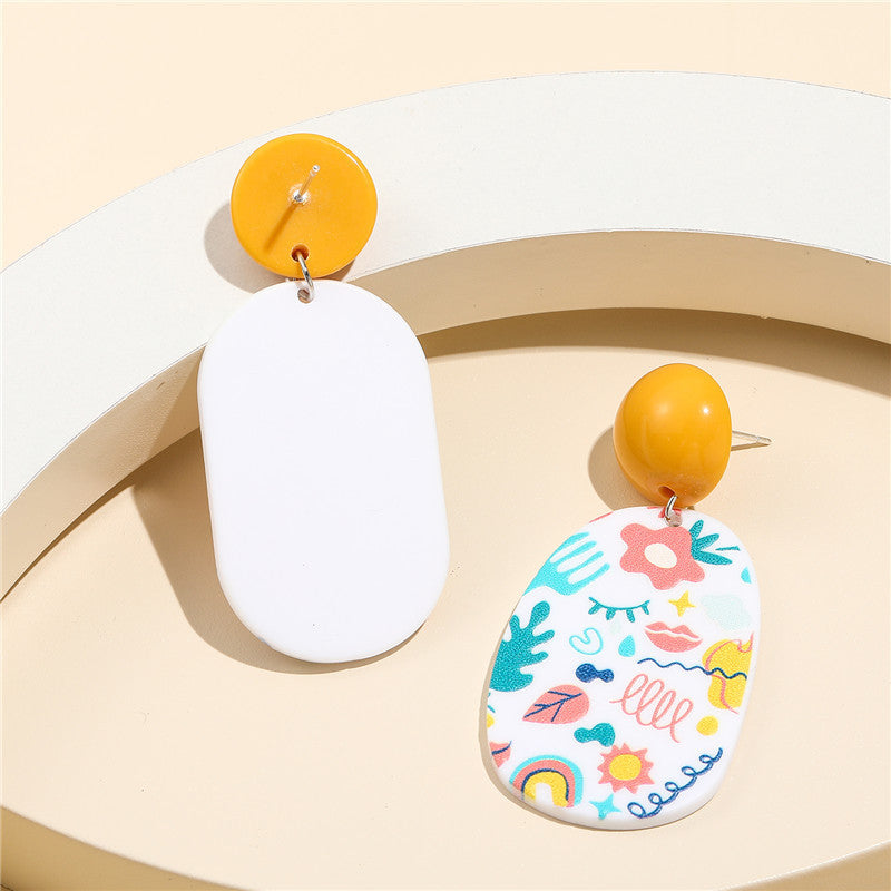 Pendientes acrílicos con relieve floral bonito para niños con postes de plata esterlina S925
