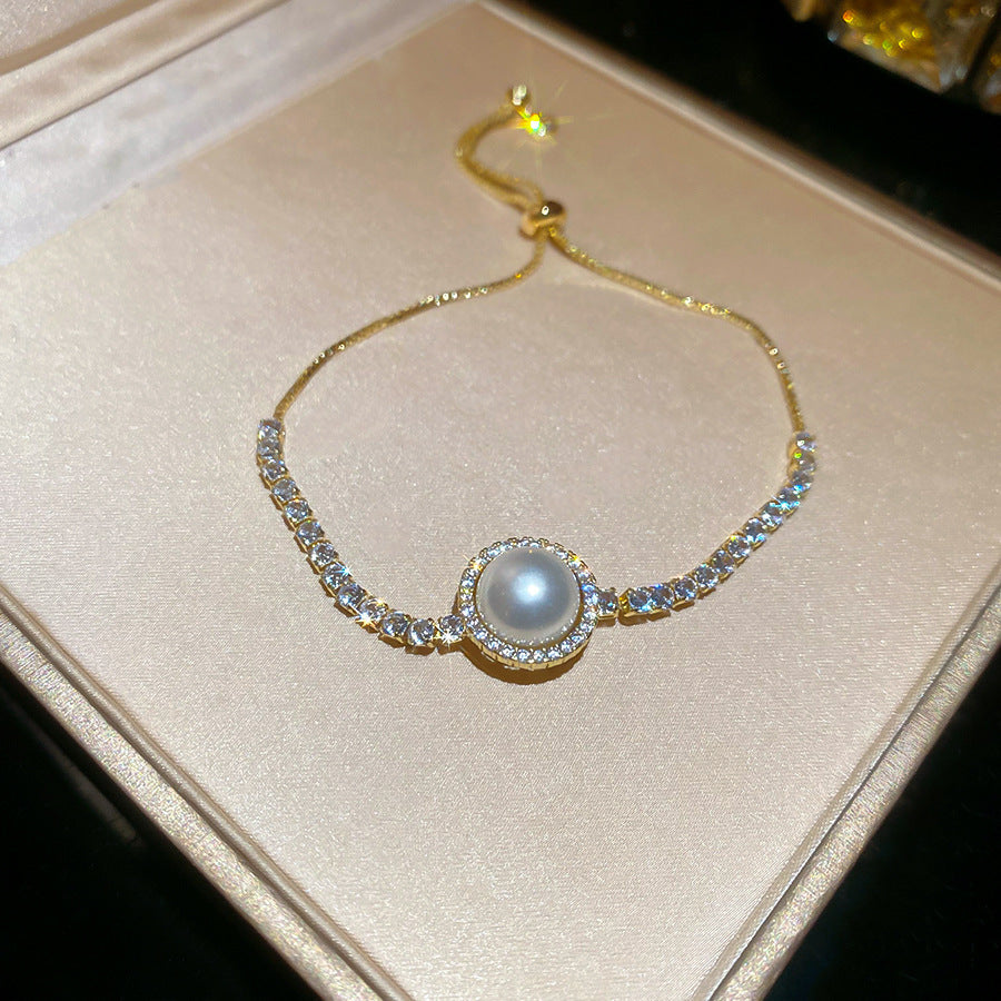 Luxury Elegant Geometric Alloy Plated Bracelet with Cubic Zirconia for Women