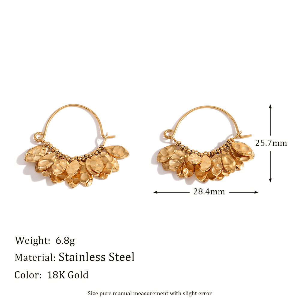 Vintage-Inspired Floral Snail Pendant Earrings in Stainless Steel with 18K Gold Plating for Women