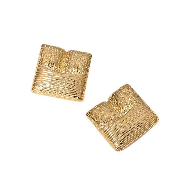 Vintage 18K Gold Plated Geometric Stainless Steel Earrings