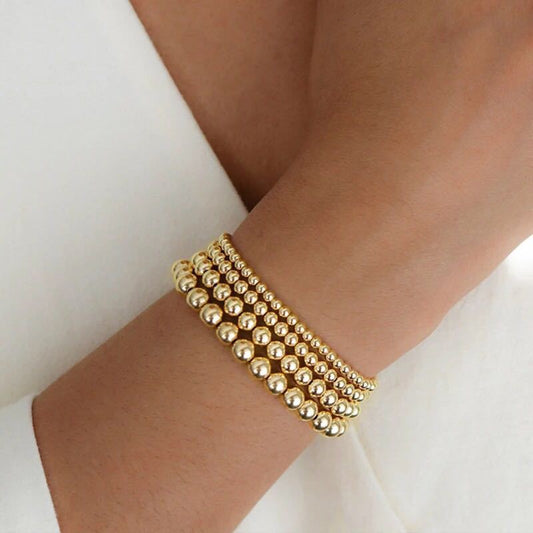 Sweet Geometric Round Hematite Gold Plated Ball Chain Bracelet Unisex