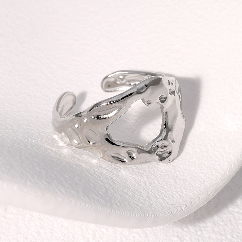 Asymmetric Gold Plated Stainless Steel Adjustable Ring for Women