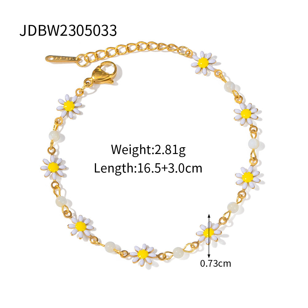 Cubic Zirconia Starfish Stainless Steel Bracelet for Women