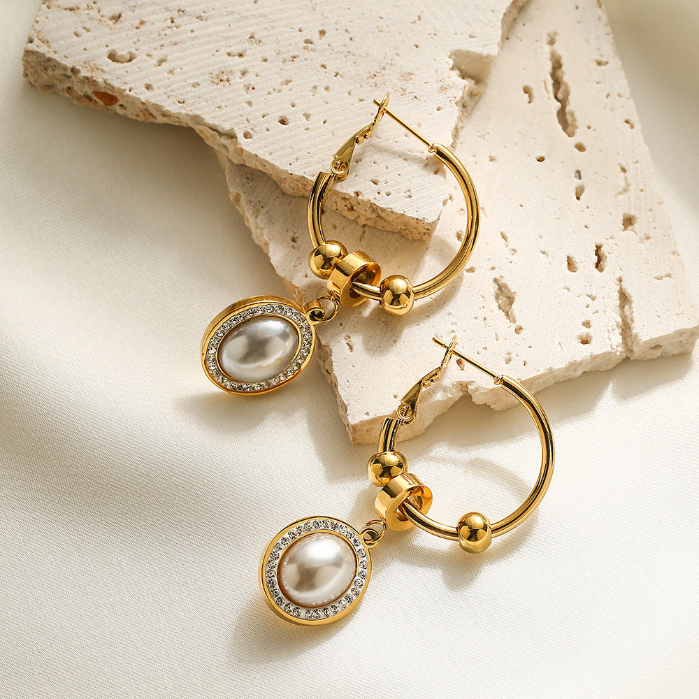 Orecchini Minimalisti Geometrici con Zirconi per Donna in Acciaio al Titanio, Gioielli per Orecchie Lussuosi d'Ispirazione Vintage