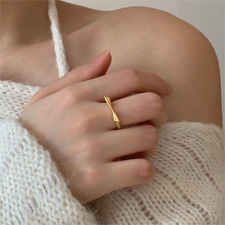 Minimalist Sweet 925 Sterling Silver Heart Geometric Open Ring for Women