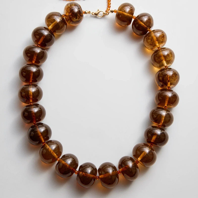 Bohemian Geometric Acrylic Pendant Brass Ball Chain Necklace for Women