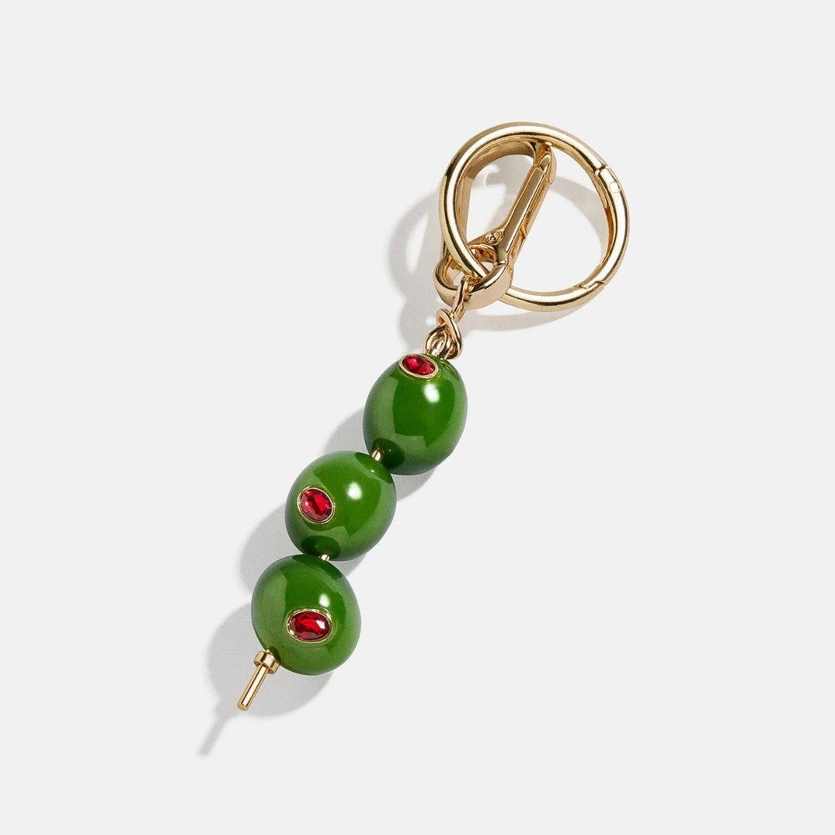 Plated Resin Fruit Keychain Bag Charm with Strawberry and Avocado Design