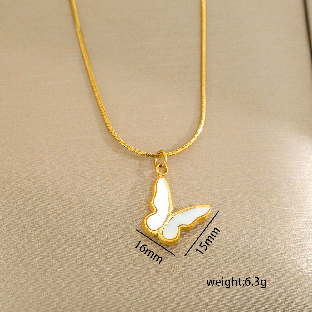Collar minimalista de acero de titanio con forma de corazón, chapado en oro, perla y cadena ajustable para mujer