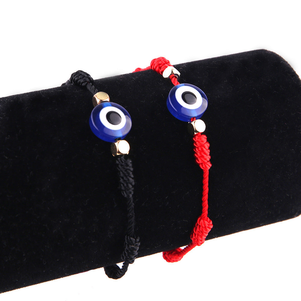 Sweet Hand-woven Geometric Evil Eye Adjustable Red Rope Bracelet Unisex