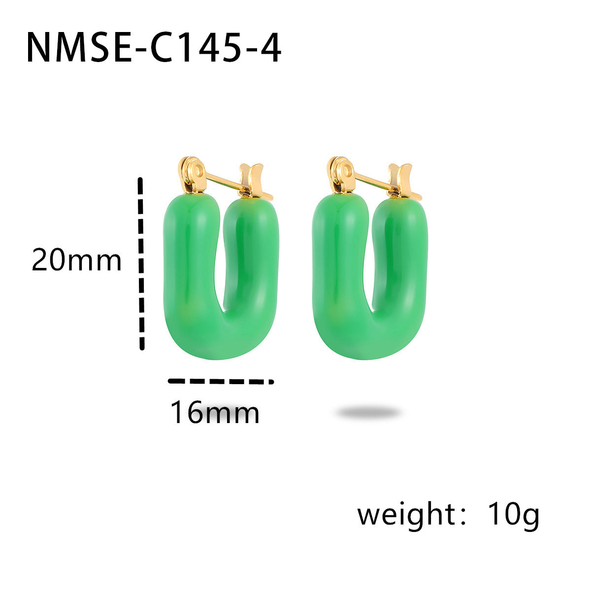 Pendientes franceses vintage de esmalte en forma de U de acero titanio para mujer, diseño irregular minimalista, joyería de moda de acero inoxidable