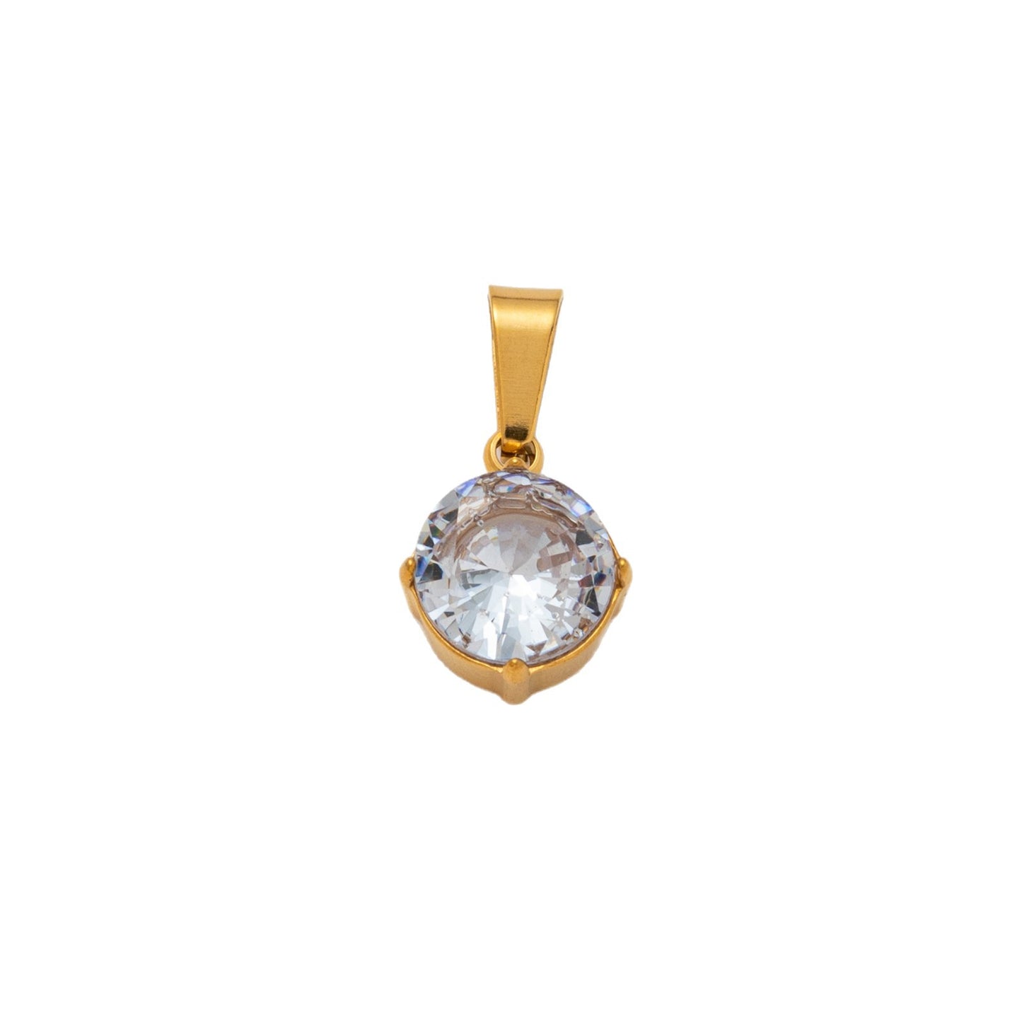 Vintage Geometric Stainless Steel 18K Gold Plated PVD Cubic Zirconia Pendant Necklace Charm Bar for Unisex