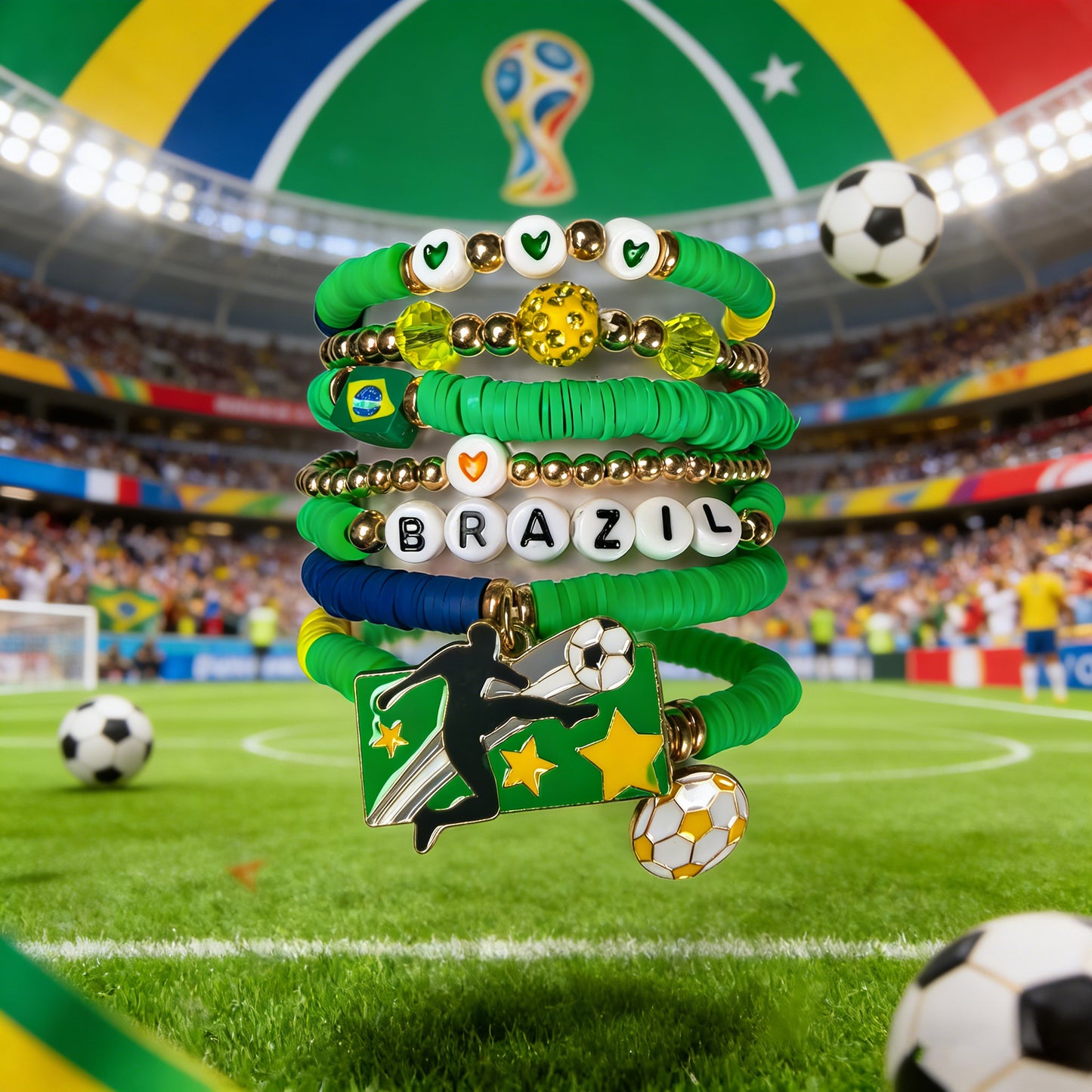 Vintage Handmade Resin Bracelet Unisex World Cup Fan Jewelry