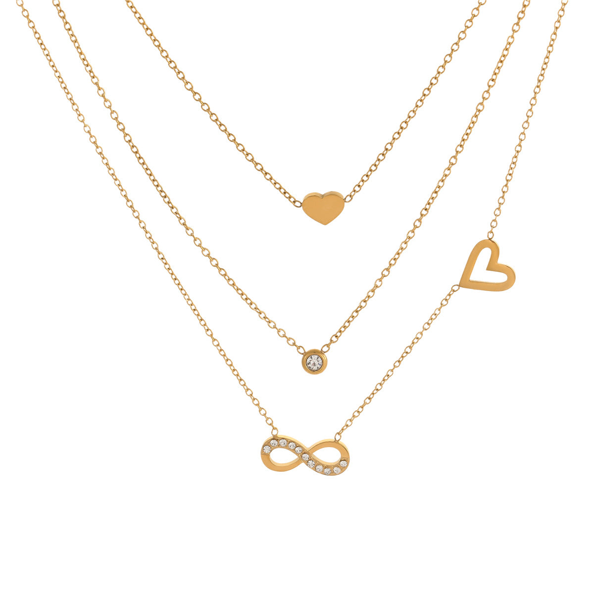 Fashionable Geometric Stainless Steel Plated Clavicle Necklace for Women with Zircon Inlay