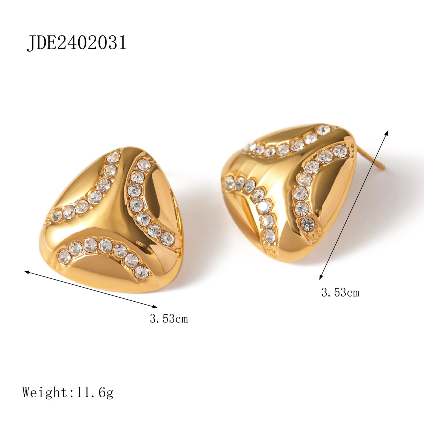 Elegant 18K Gold Plated Heart Stainless Steel Earrings