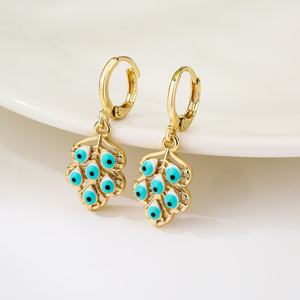 Orecchini in rame a farfalla geometrica trendy con placcatura in oro 18K e zircone smaltato