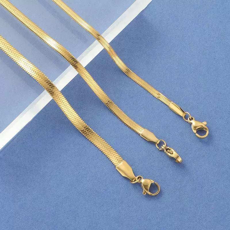 Minimalist Elegant Gold Plated Titanium Steel Snake Chain Necklace for Women