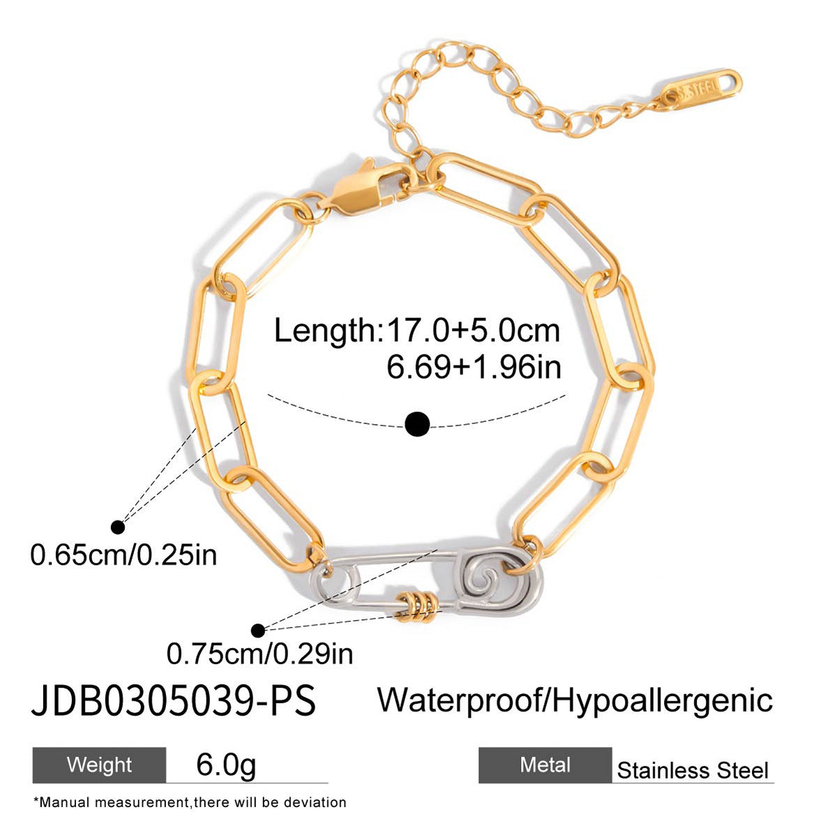 Collar con colgante de clip geométrico minimalista de acero inoxidable chapado en oro de 18 quilates con cadena de acero de titanio para mujer