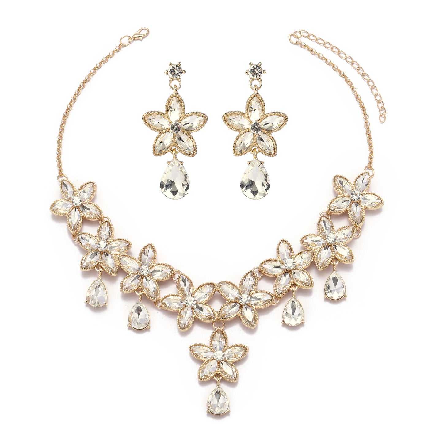Original Design Star Moon Cloud Universe Pattern Electroplated Alloy Necklace and Earrings Set with Crystal Pendant on O-Chain for Women