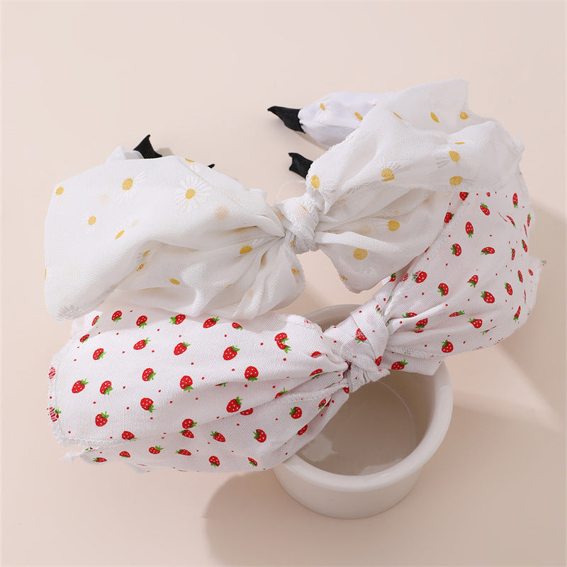 Cerchietto per bambini con fiocco e finiture in pizzo, in tessuto a pois carino, stile minimalista