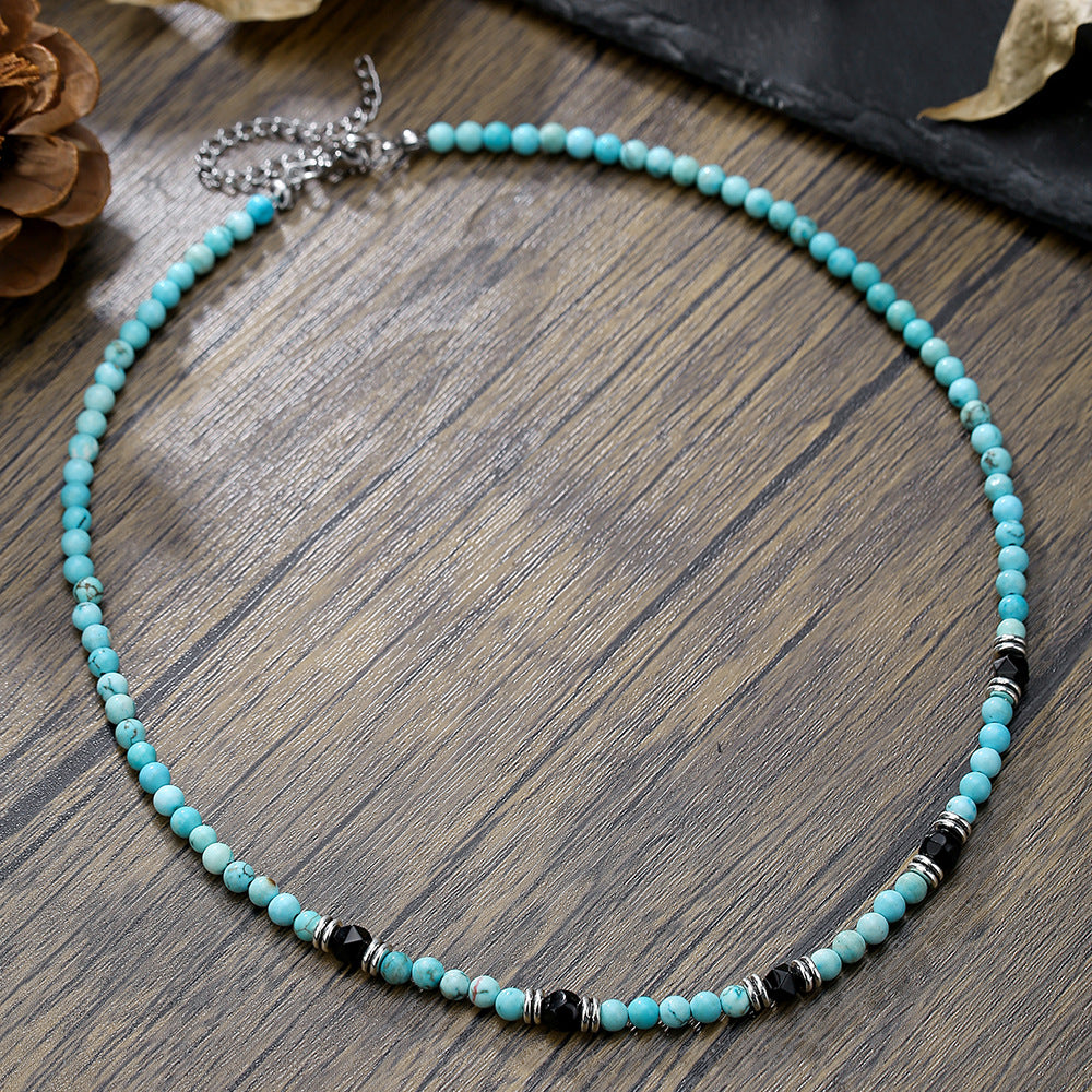 Gothic Geometric Round Wood Necklace with Acrylic Pendant Beaded Irregular Chain Unisex