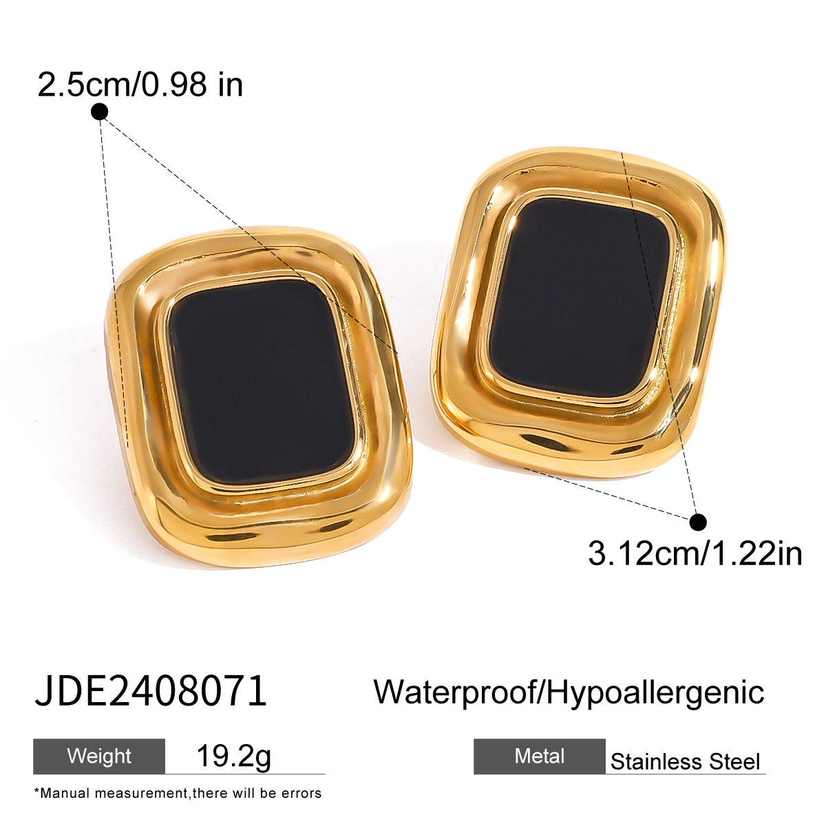 Vintage Luxury Geometric Round Agate Inlay Plated Stainless Steel Earrings for Women