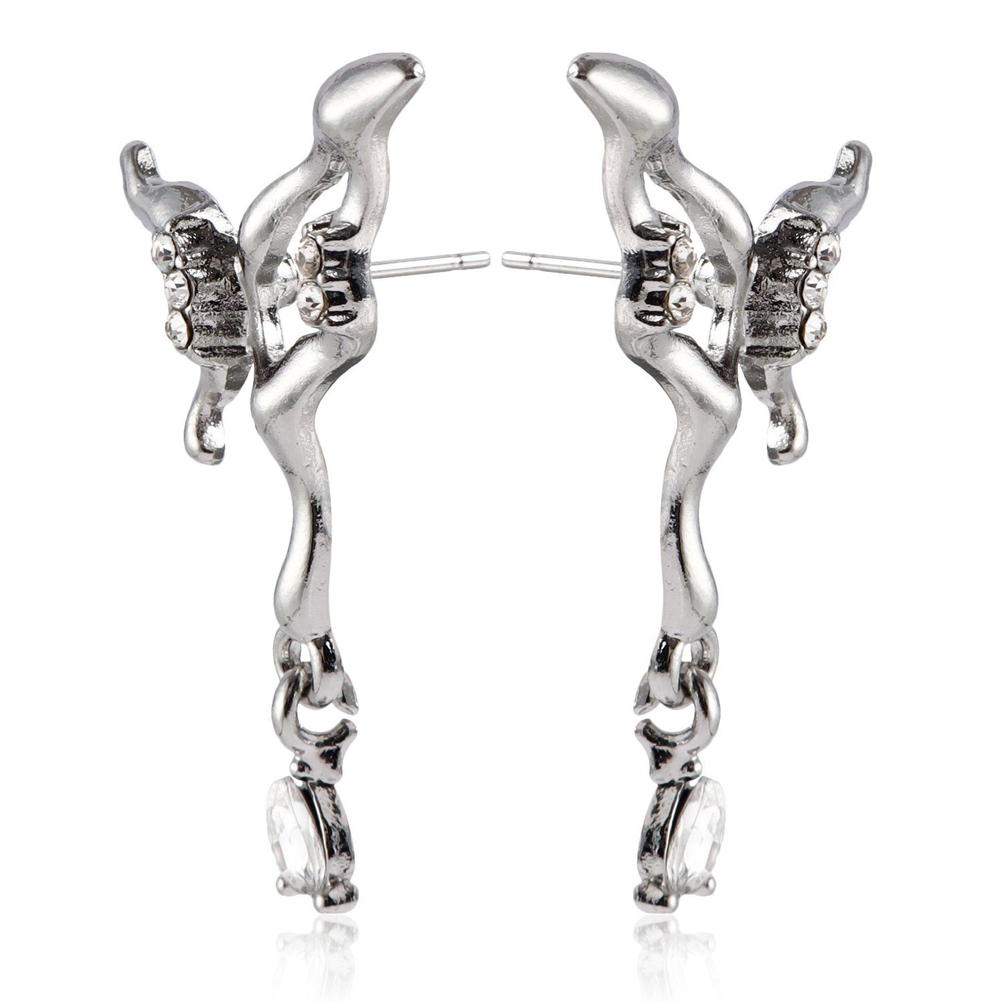 Geometric Bowknot Earrings for Women Alloy Electroplated Moon Motif Fashionable Everyday Ear Studs