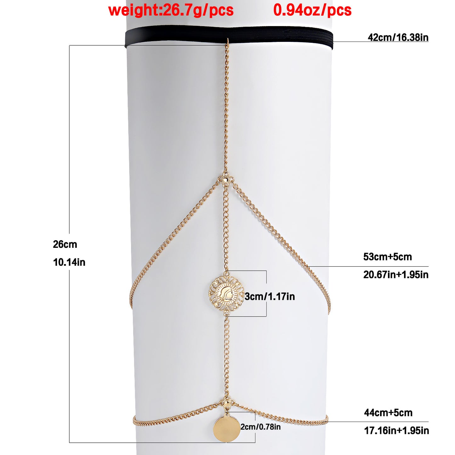 Vintage Body Chain for Women with Tassel and Multi-Layer Coin Design in Alloy Geometric Style