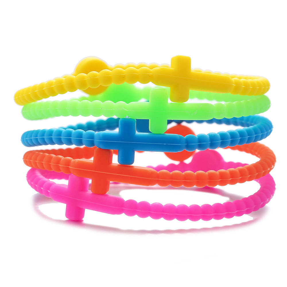 Minimalist Geometric Cross Silicone Bracelet Handmade Unisex Jewelry