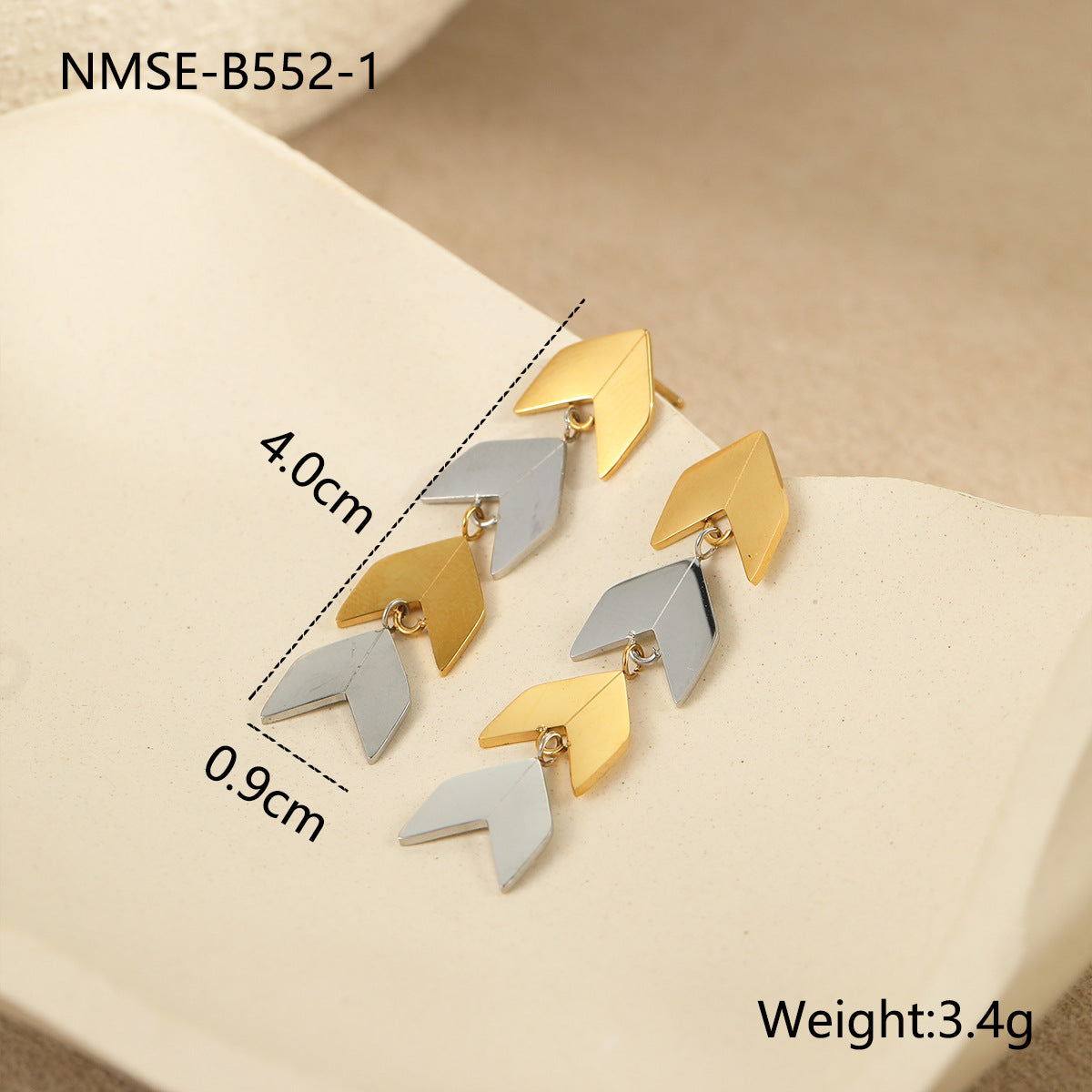 Pendientes de Tachuela de Acero Inoxidable Geométricos con Textura de Rombo y Acabado Chapado para Mujer