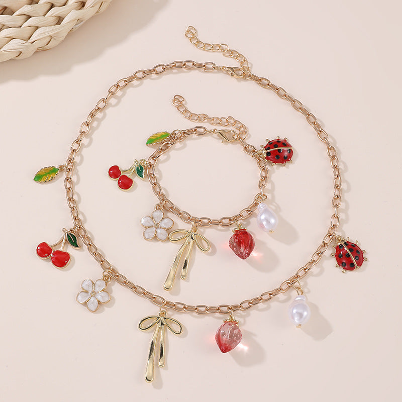 Collana Pendente Minimalista a Forma di Fiocco in Lega per Ragazze con Finitura Smaltata, Catena Regolabile Stile Choker