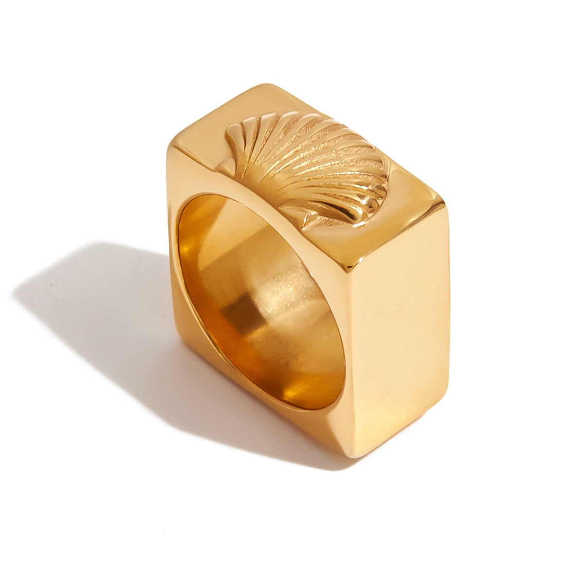 Vintage Luxury Geometric Square Plated Stainless Steel Ring for Women