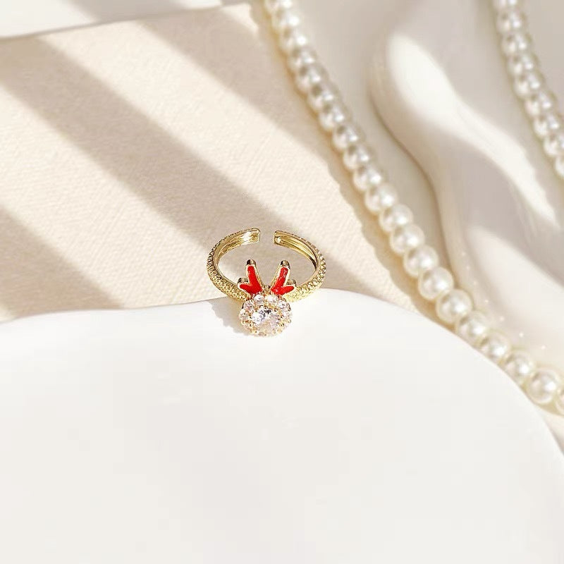 Rotatable Dragon-Shaped Titanium Steel Earrings for Lunar New Year and Zodiac Year with Electroplated Finish