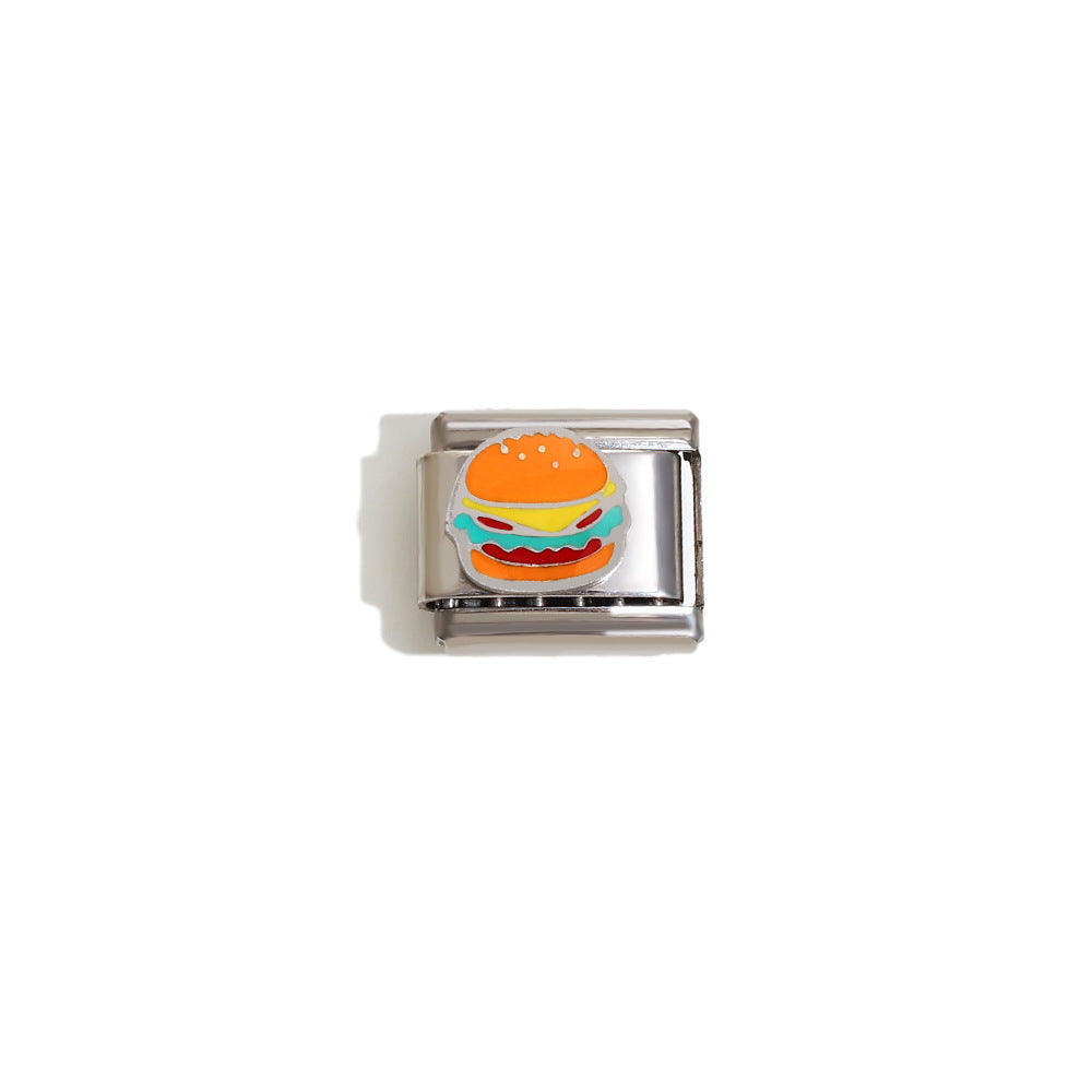 Elegant 18K Gold Plated Drip Oil Square Stainless Steel Charm Bar for Women