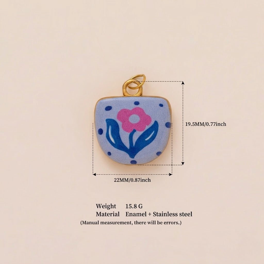 Sweet Printed House Shape Stainless Steel 18K Gold Plated PVD DIY Charm Bar