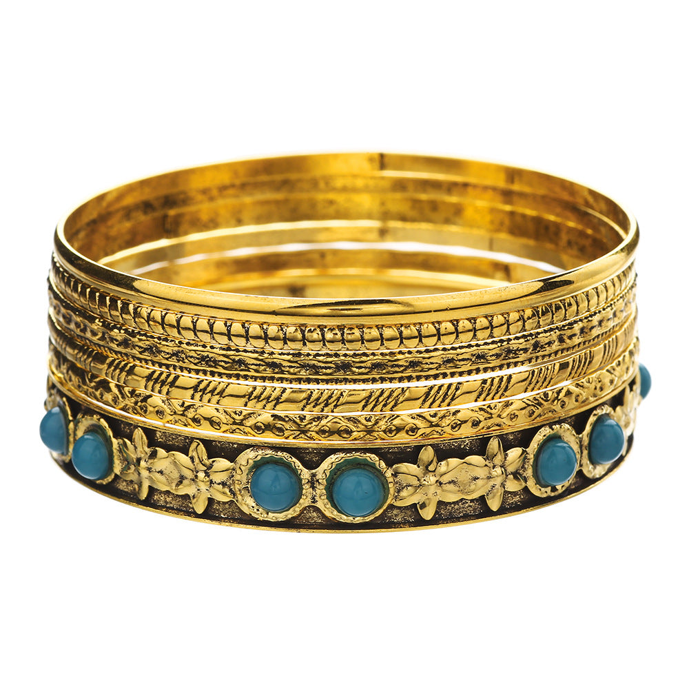 Punk Geometric Round Plated Iron Rope Chain Bracelet Set