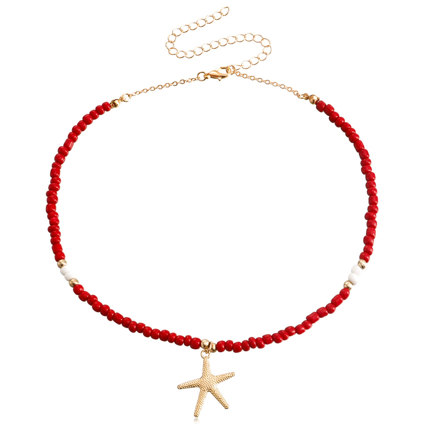 Bohemian Style Large Beaded Necklace for Women with Star Charms and Geometric Design in Alloy with Plated Finish