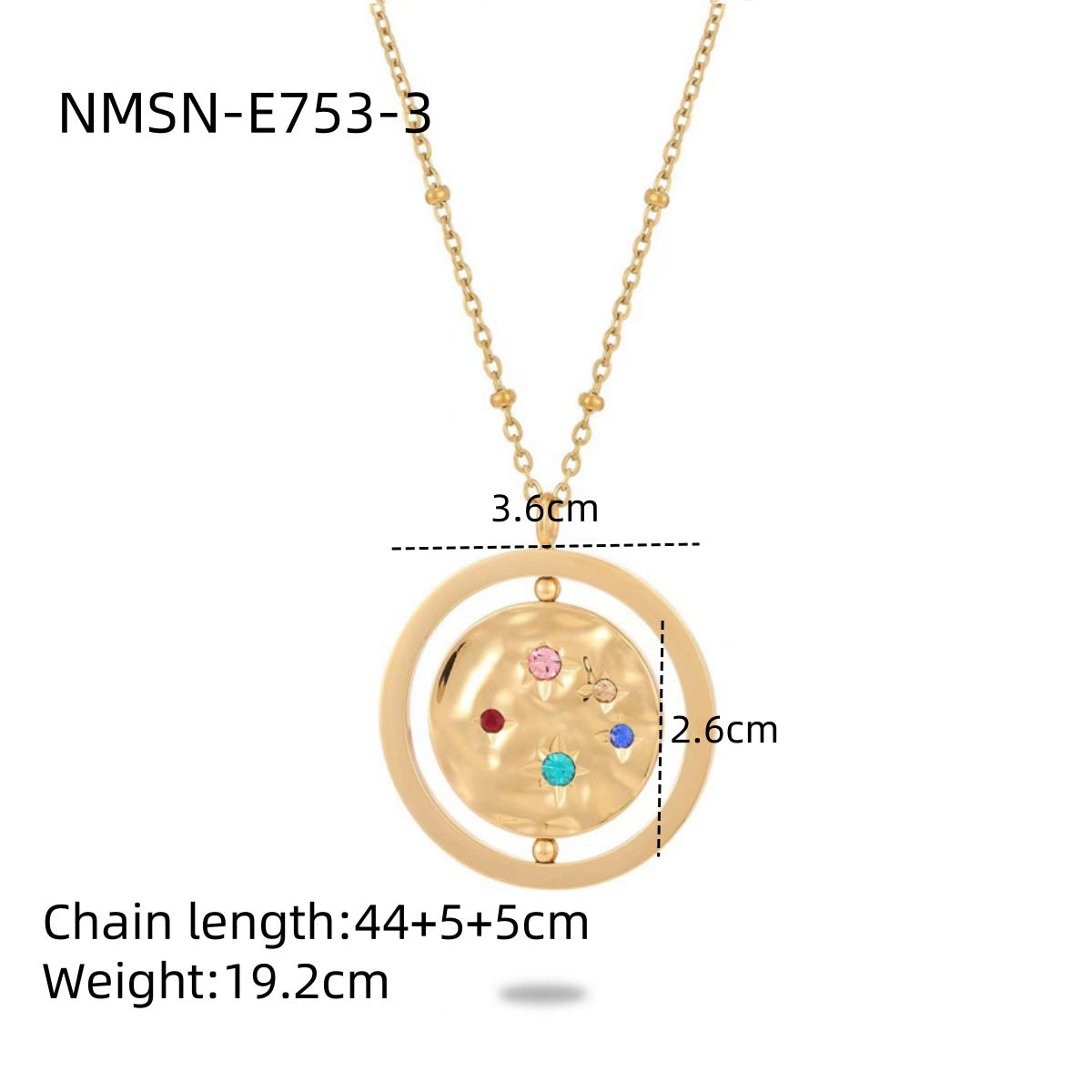 Collana alla moda in stile OL con motivi geometrici in acciaio inossidabile e stelle in zirconia colorata, catena maglione in acciaio al titanio ipoallergenico