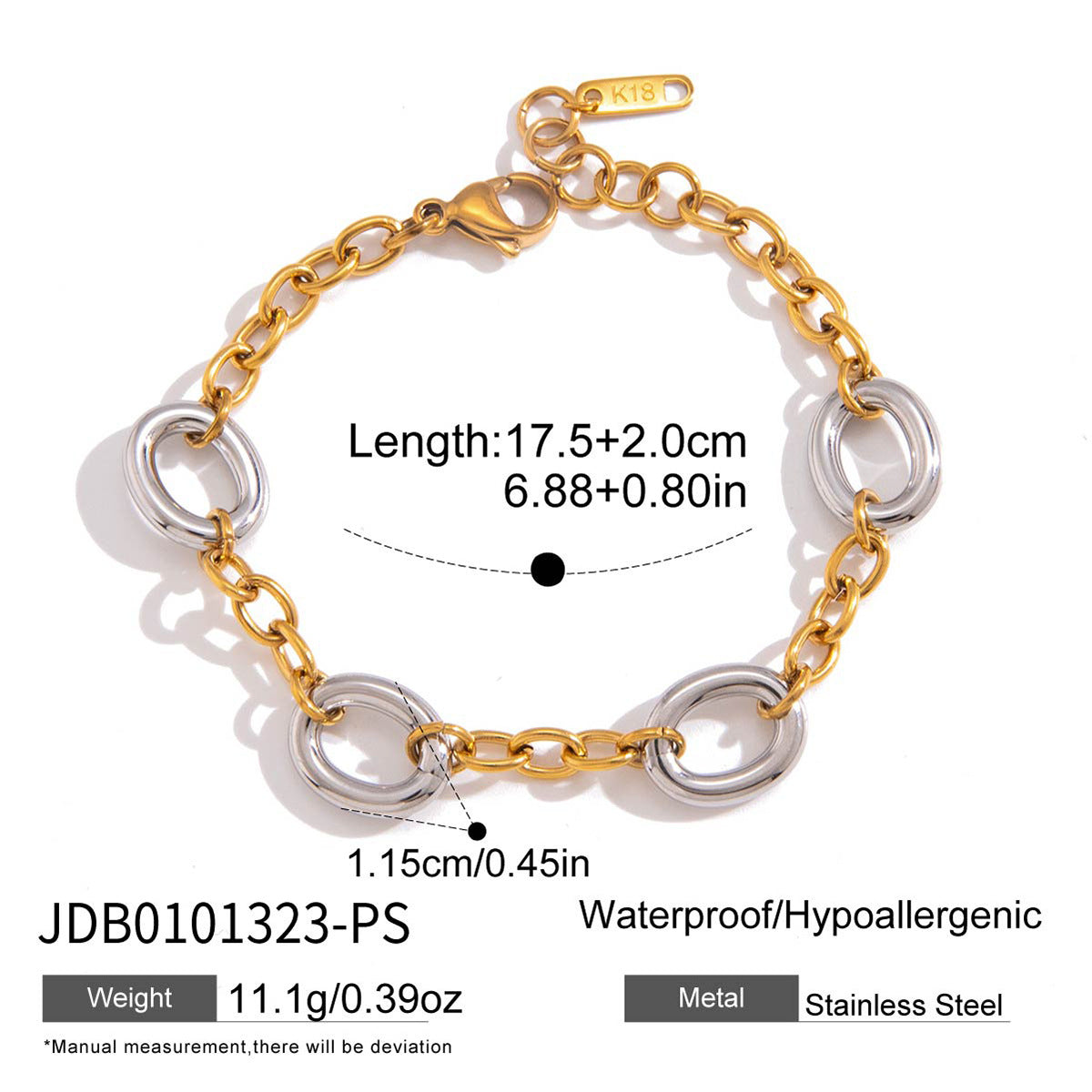 Geometric Round Stainless Steel Plated Bracelet for Women