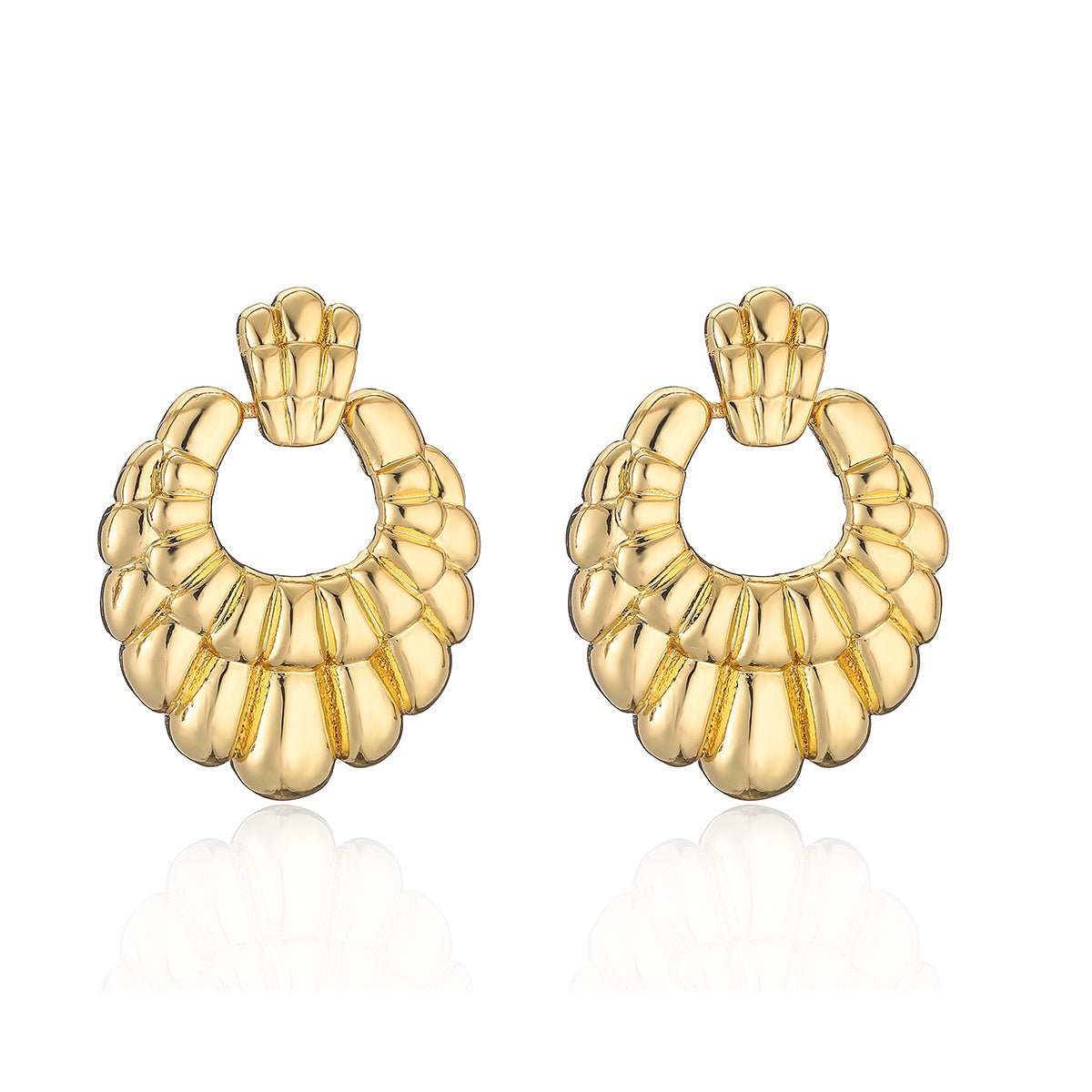 Orecchini Minimalisti Geometrici in Rame con Placcatura in Oro 18K da Donna, Gioielli Irregolari all'Avanguardia di Ispirazione Vintage
