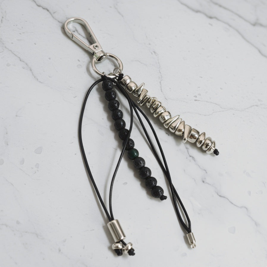 Streetwear Geometric Hematite Beaded Key Chain Zinc Alloy Men's Bag Charm