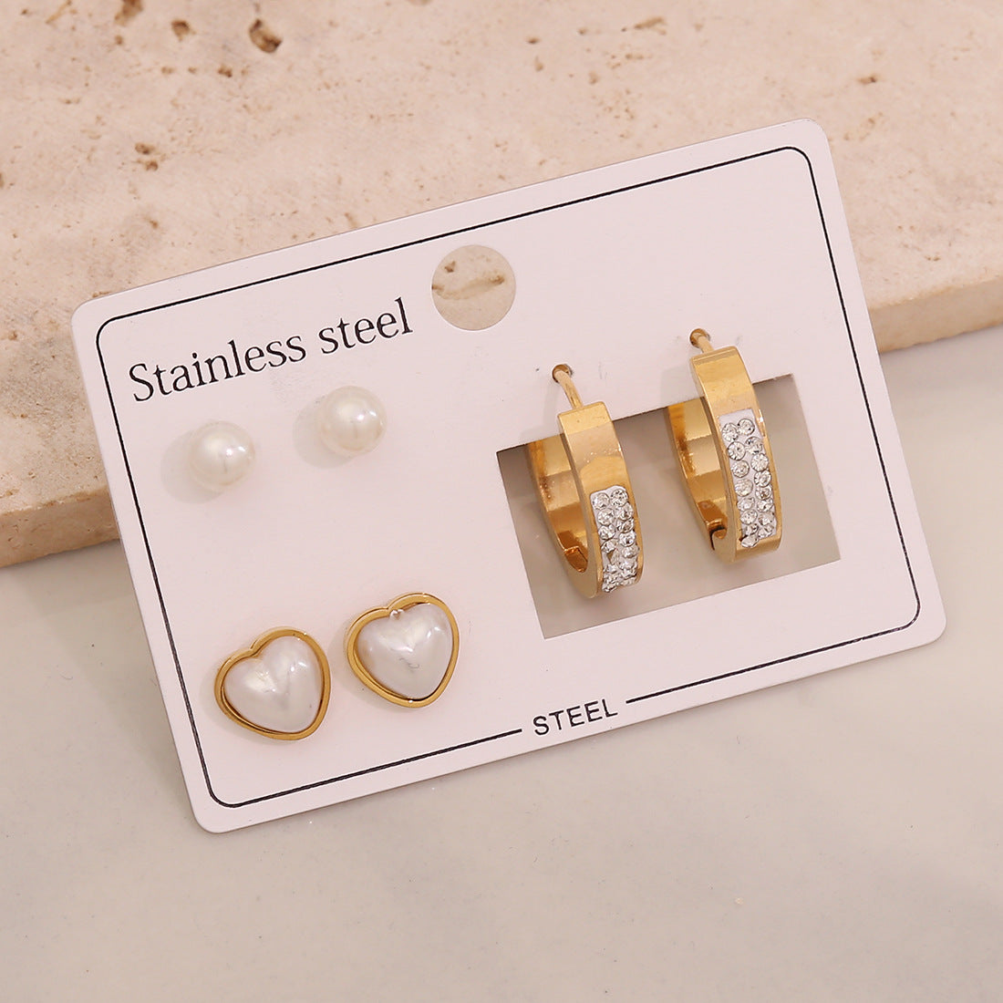 Fashionable Heart and Star Shaped Stainless Steel Earrings with Plating Finish for Women