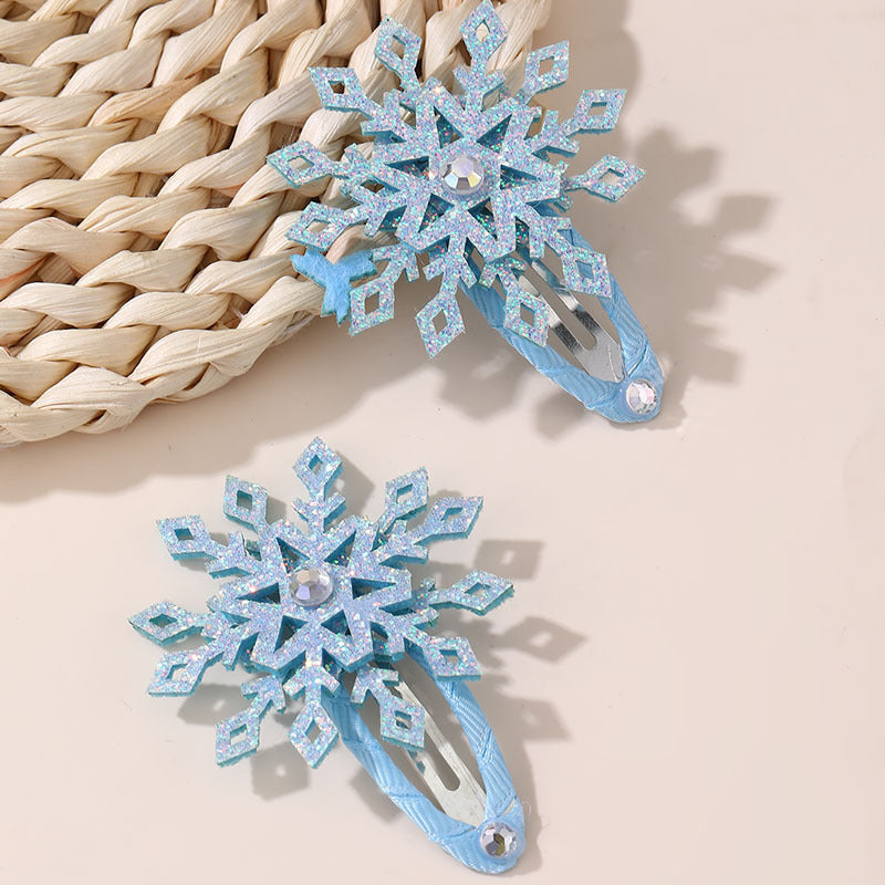 Fermaglio per Capelli a Fiocco di Neve per Bambini con Fiocco in Metallo, Accessorio per Capelli Ispirato a Elsa per Natale