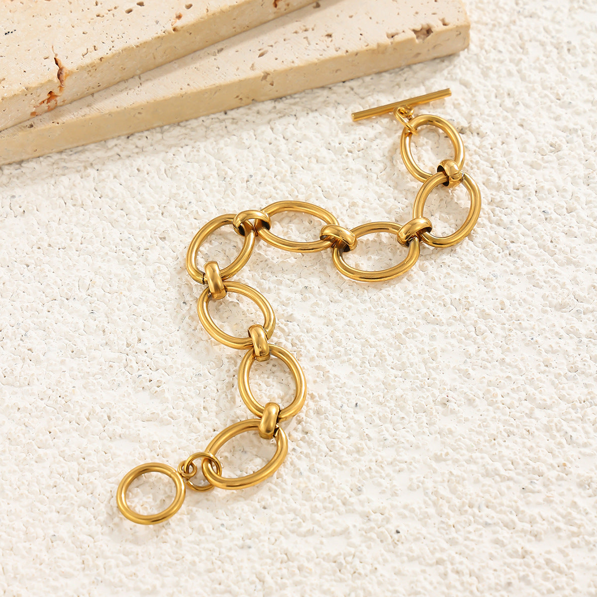Hip-hop Luxury Geometric Rhinestone Inlaid Bamboo Joint PVD Stainless Steel Bracelet with OT Clasp
