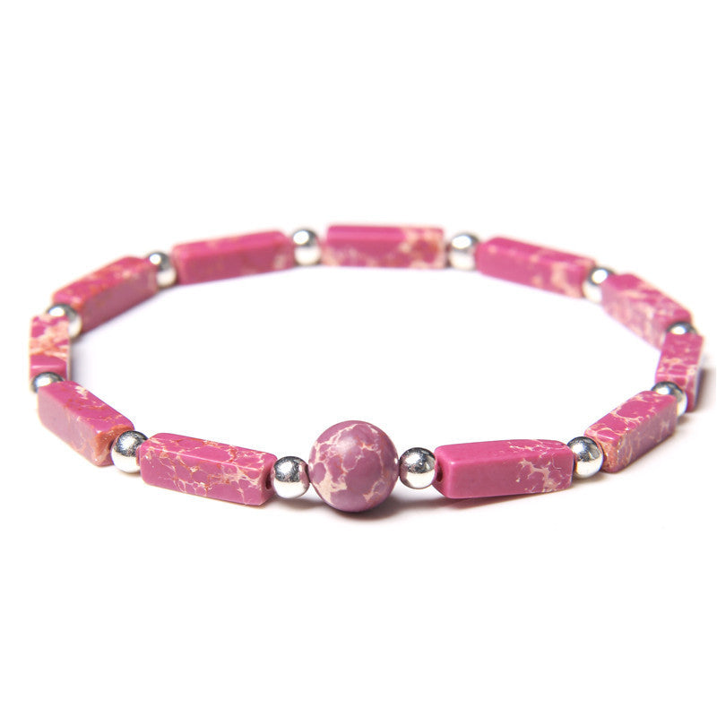 Minimalist Elegant Rectangle Natural Amethyst Agate Bracelet Unisex Floral Pattern Handmade Jewelry