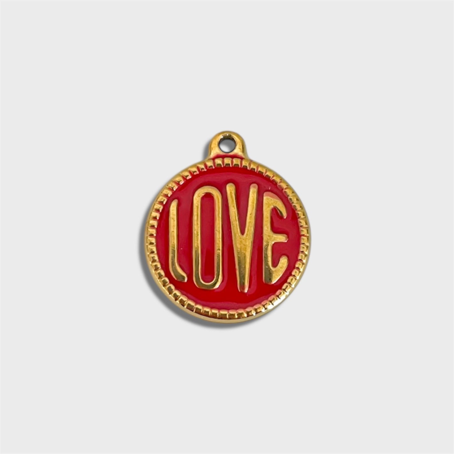 Love Heart Rhinestone Drip Oil Plated Titanium Steel Charm Bar Pendant for Women